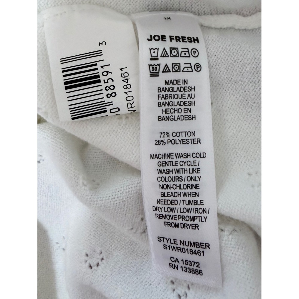 Joe Fresh White Pointelle Knit Size Large Lightweight Sweater Cottagecore - Picture 8 of 8